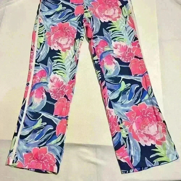 Lilly Pulitzer Womens Madeira Pants High Tide Navy  Tropicolada Size 10 - Picture 8 of 12